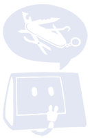 A simple white icon of a Tempus Lite terminal. A speech bubble above it shows an open swiss army knife