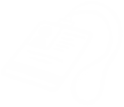 A simplified white icon of an ID badge hanging on a lanyard