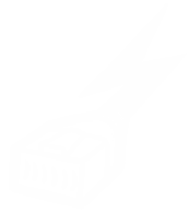 A simplified white icon of an ethernet (CAT5) cable turning into a lightning bolt